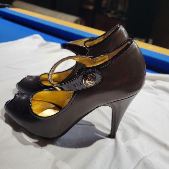 Coach brown leather peep toe Mary Jane's.  SIZE 5 - Picture 5 of 9